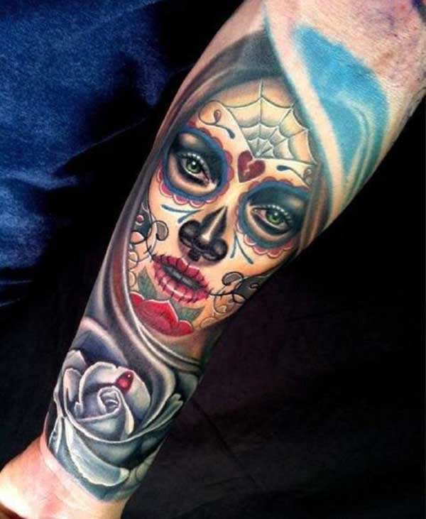 colorful day of dead tattoos