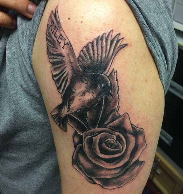 bird half sleeve tattoo for men