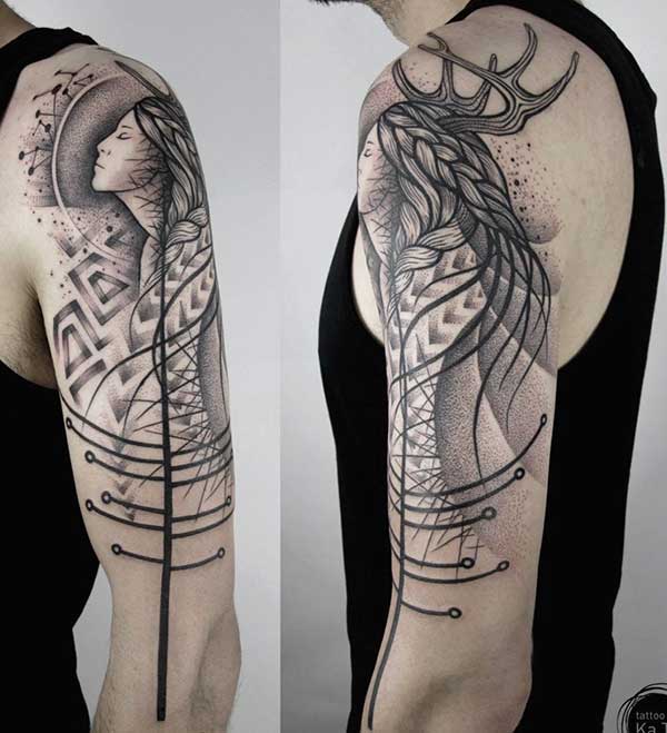 love half sleeve tattoo for men