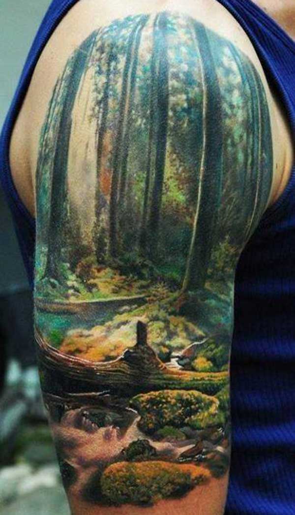 nature half sleeve tattoo for men