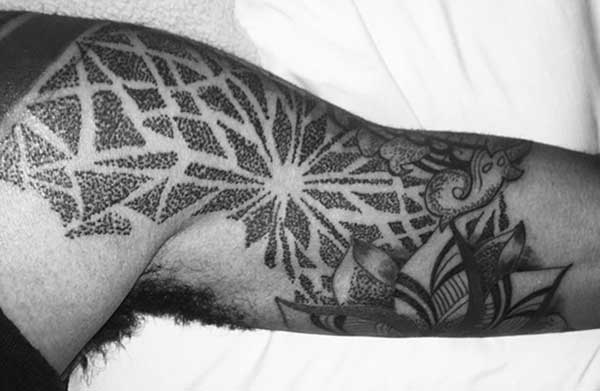 black and white half sleeve tattoo for men