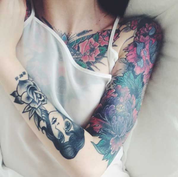 girl half sleeve tattoos