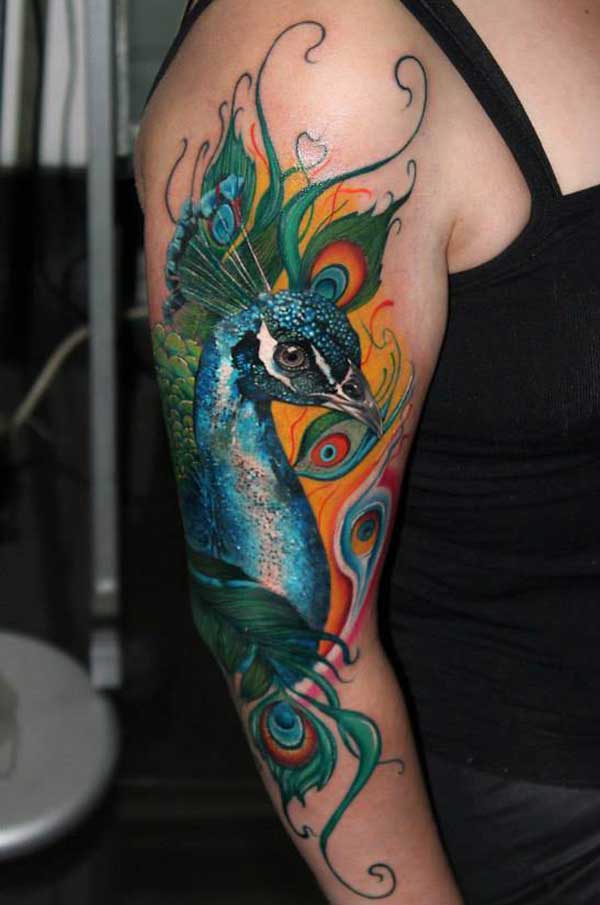 colorful half sleeve tattoo for women