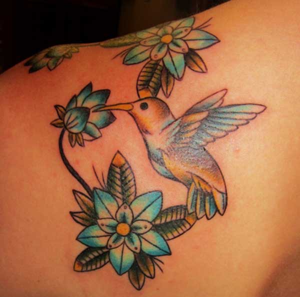 flower hummingbird tattoos