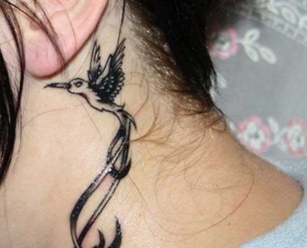 neck hummingbird tattoos