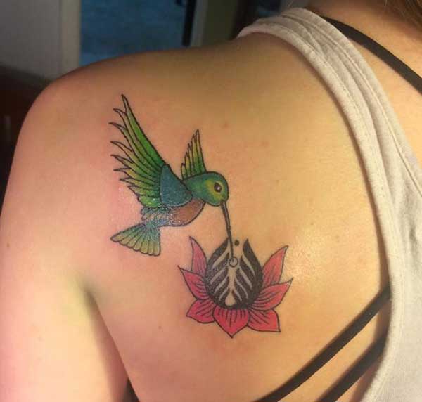 shoulder blade hummingbird tattoos