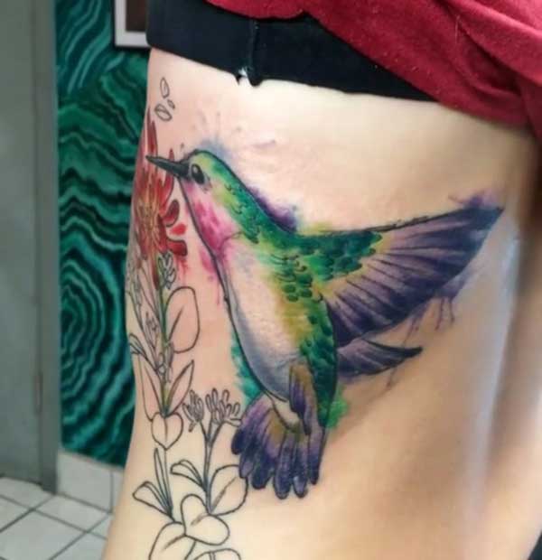 thigh hummingbird tattoos