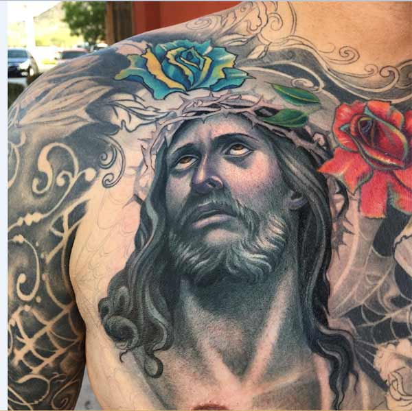 jesus chest tattoo