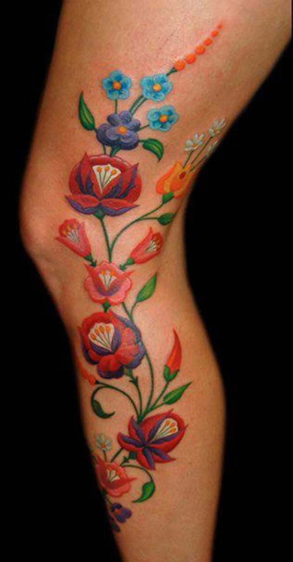 flower leg tattoos