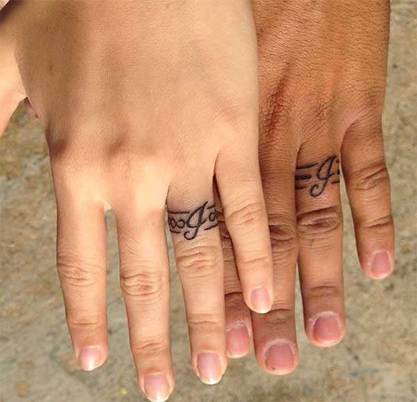 couple ring tattoos