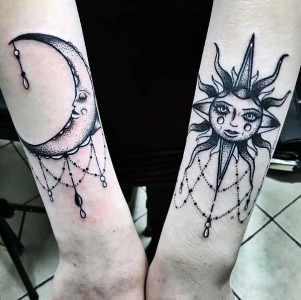 sun and moon tattoos