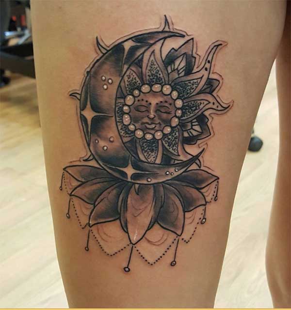 beautiful sun and moon tattoos