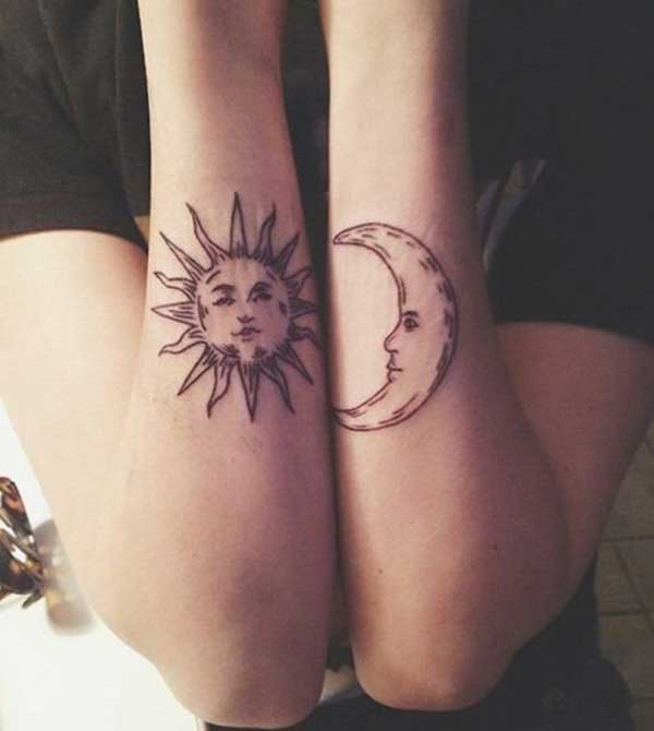 simple sun and moon tattoos
