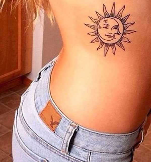 side sun and moon tattoos