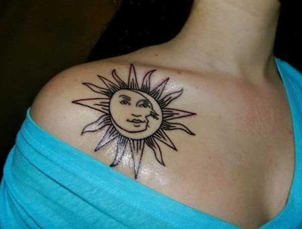 pretty sun and moon tattoos