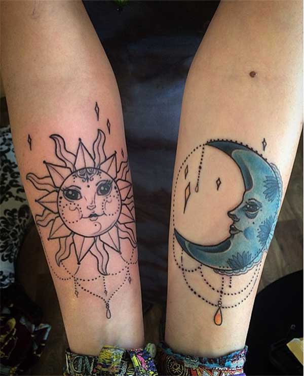 cool sun and moon tattoos