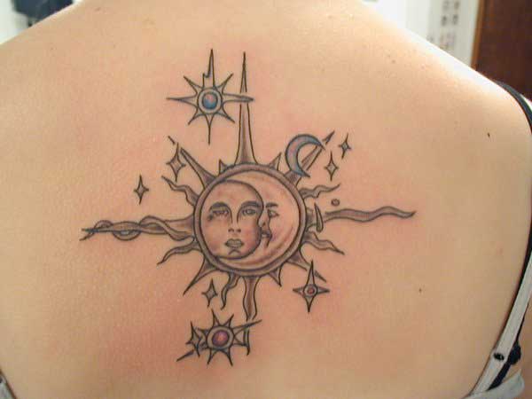 back sun and moon tattoo ideas