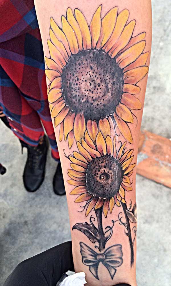 full arm sunflower tattoos