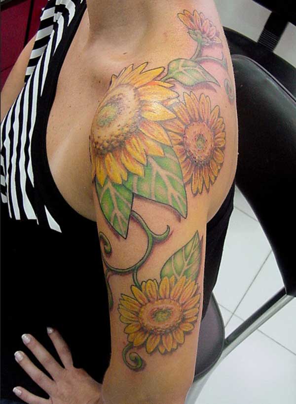 shoulder sunflower tattoos