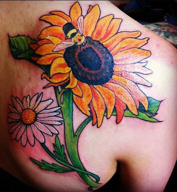 full back sunflower tattoos