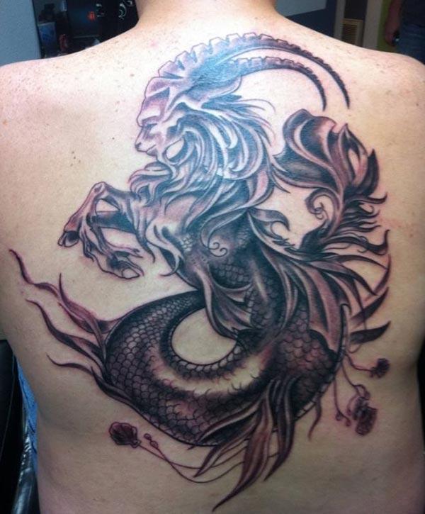 Capricorn tattoo at the back make ladies look more glamorous