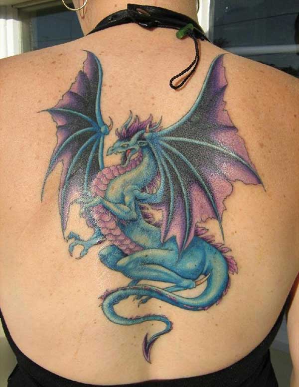 cool dragon tattoo on girl back