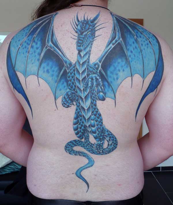 beautiful blue dragon tattoo design for girls