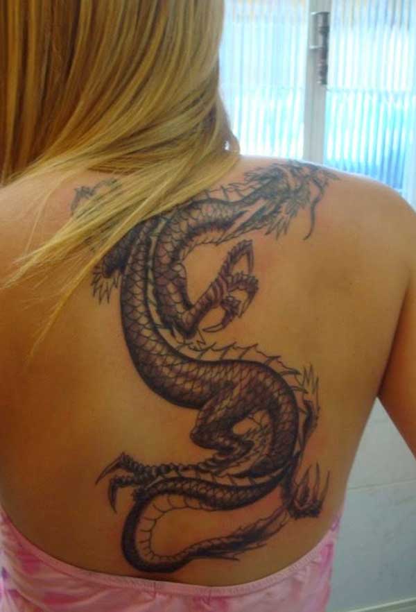 Dragon full back tattoo for females