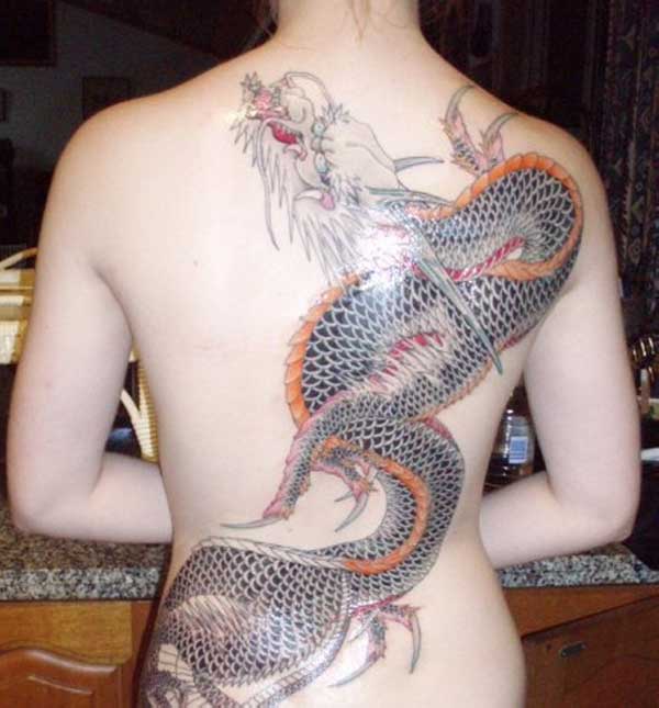 Lovely full back dragon tattoos