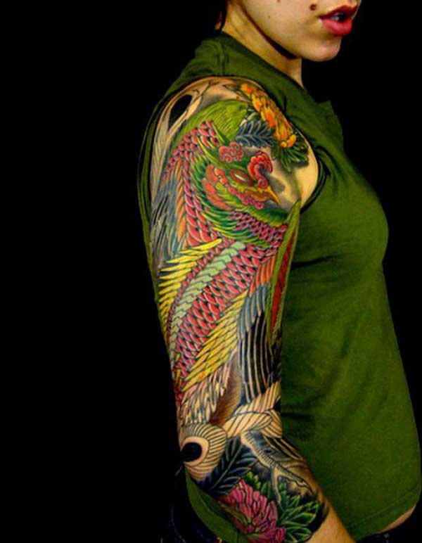 Full sleeve Dragon tattoo design idea for the ladies