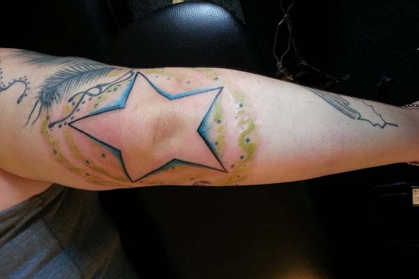 star elbow ink tattoo design idea for boys