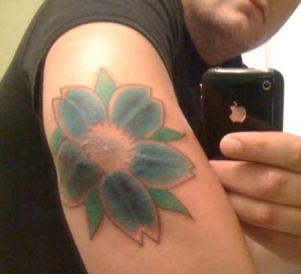 simple flower elbow tattoo ink design idea for men