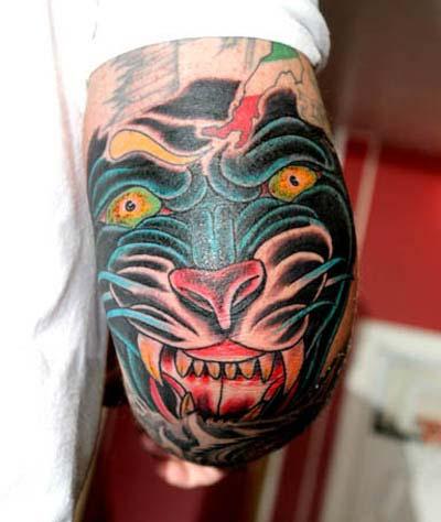 amazing Japanese colorful elbow tattoo for men