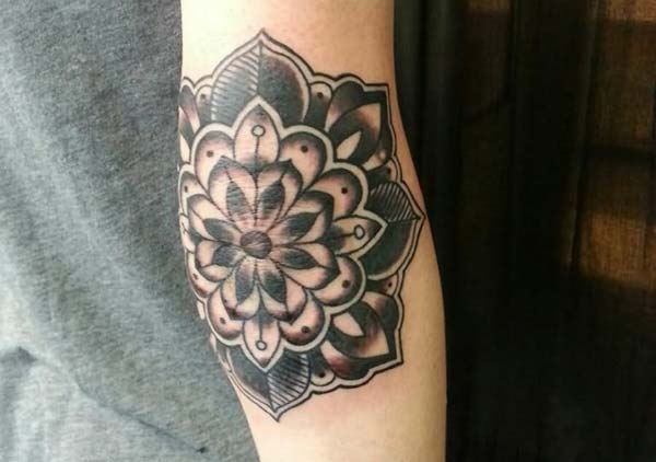 traditional cool elbow tattoo ink idea for women