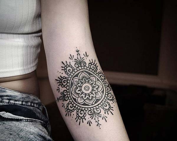 inner elbow tattoo ink idea for ladies