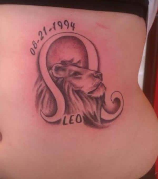 Leo Tattoo design idea at the lower back make it more memorable