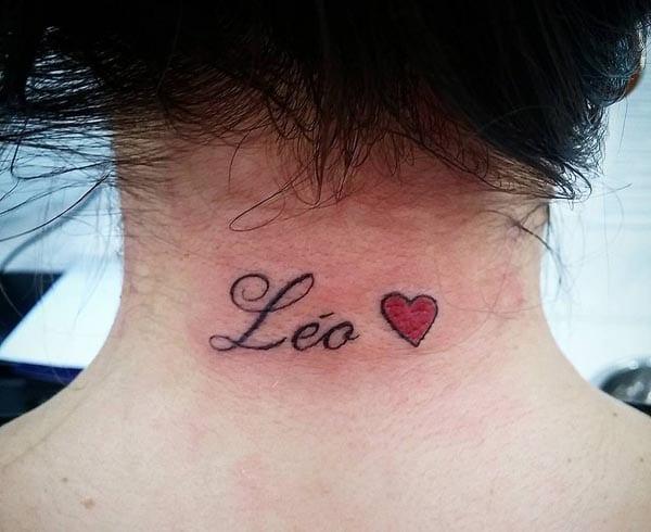 The Leo Tattoo on the back neck of a girl make her look captivating