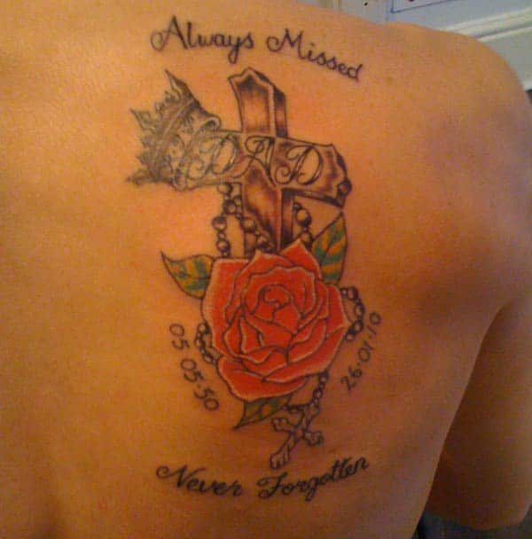 Always missed never forgotten, RIP tattoo on back