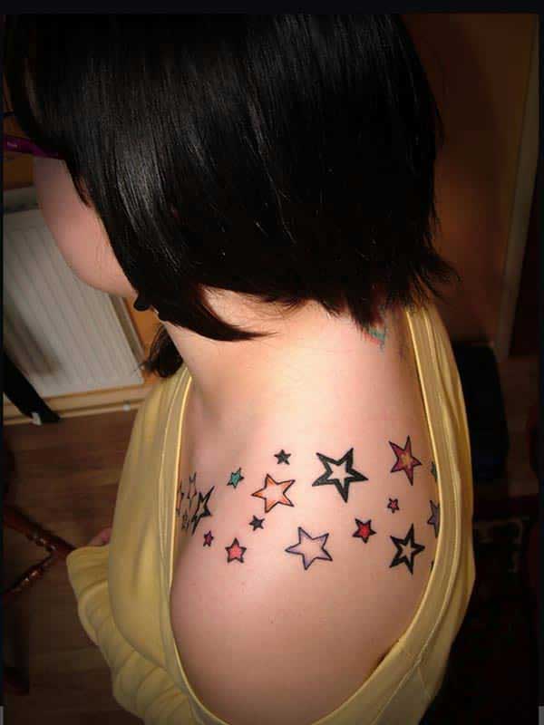 Star tattoo ink idea for womens shoulder