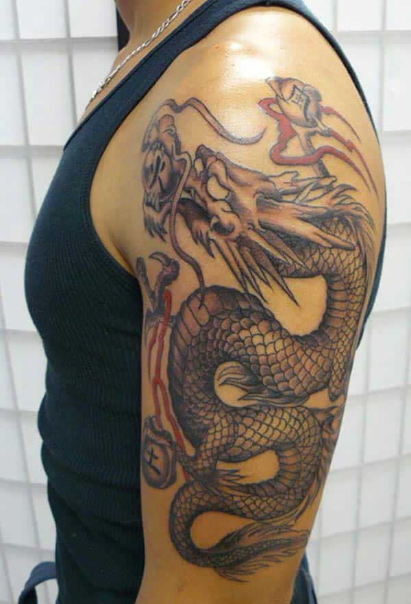 Dragon shoulder tattoo for boys