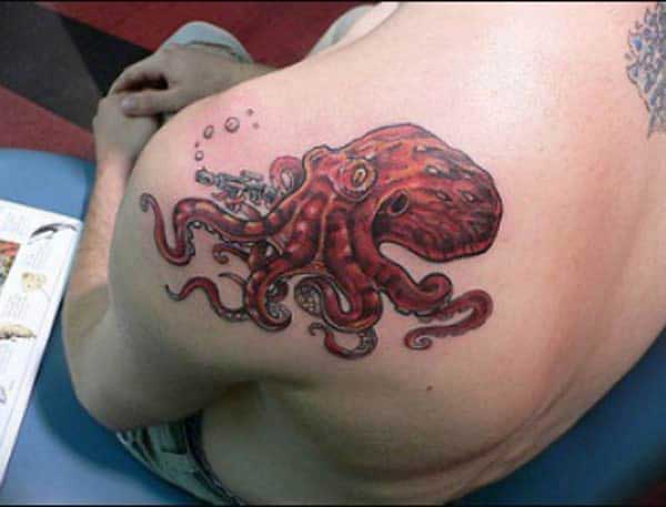 Octopus shoulder tattoo design idea for men