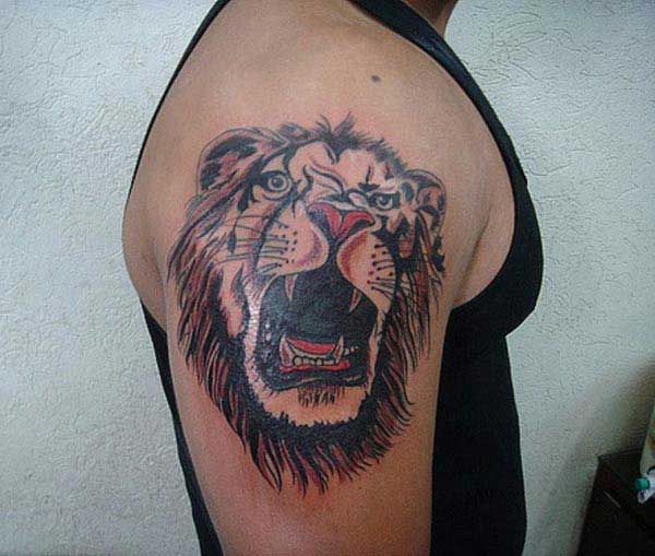Roaring Lion Shoulder Tattoos