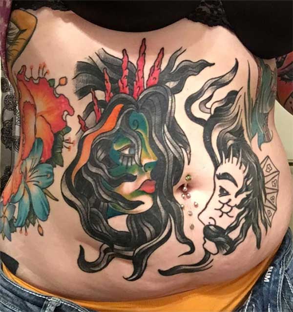 women stomach tattoos