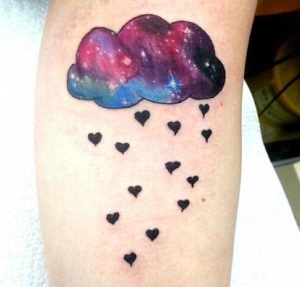 Cloud Tattoo for men with the love drops drawing on the bicep make them look magnificent