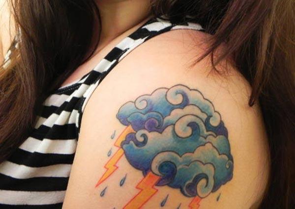 Cloud Tattoo on the shoulder makes a girl alluring