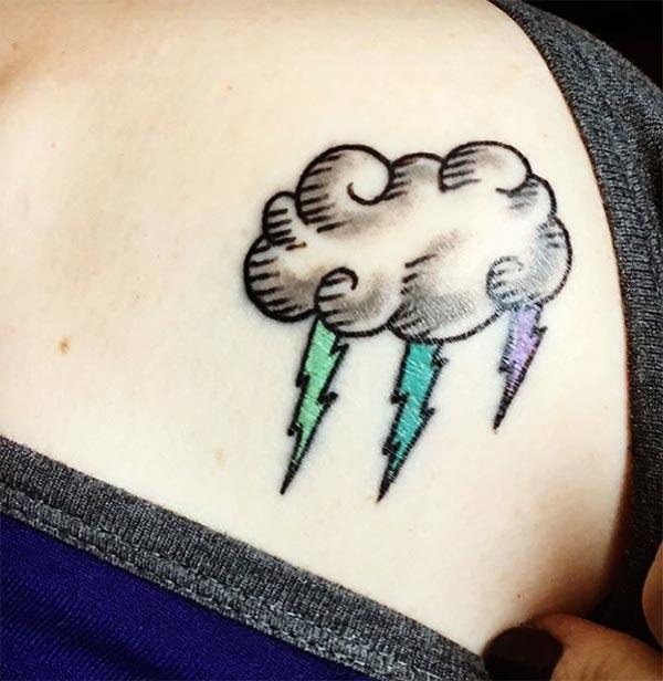 Cloud Tattoo on the on the upper chest brings a feminist look