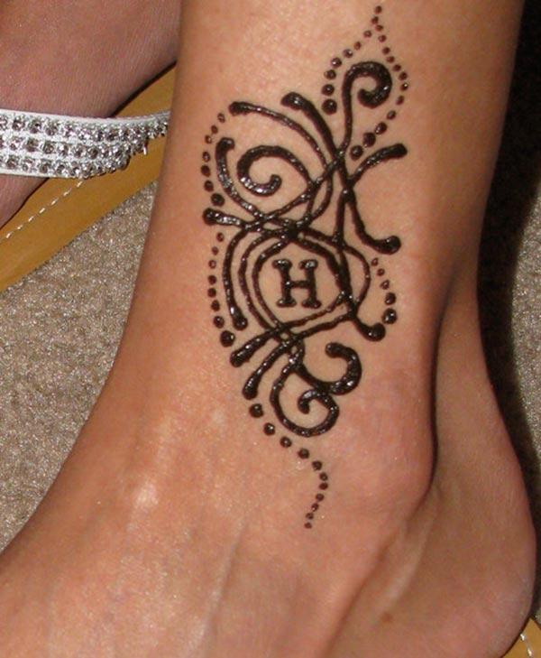 Ankle Mehndi tattoo designs idea