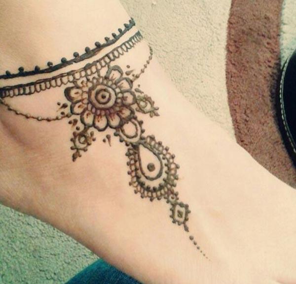 Ankle Mehndi tattoo designs idea