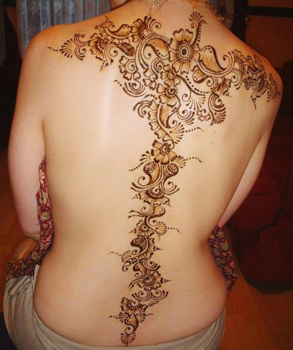 Back Mehndi tattoo designs idea