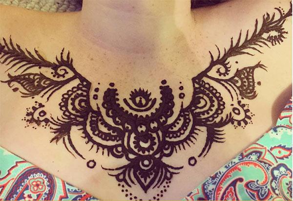 Chest Mehndi tattoo designs idea